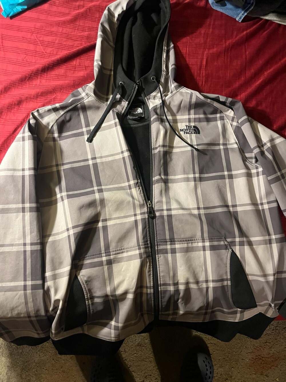 The North Face Plaid Full Zip Hoodie Jacket Men's XL